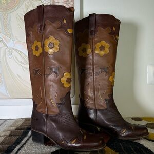 Lucky Brand Brown and Yellow Heeled Boots